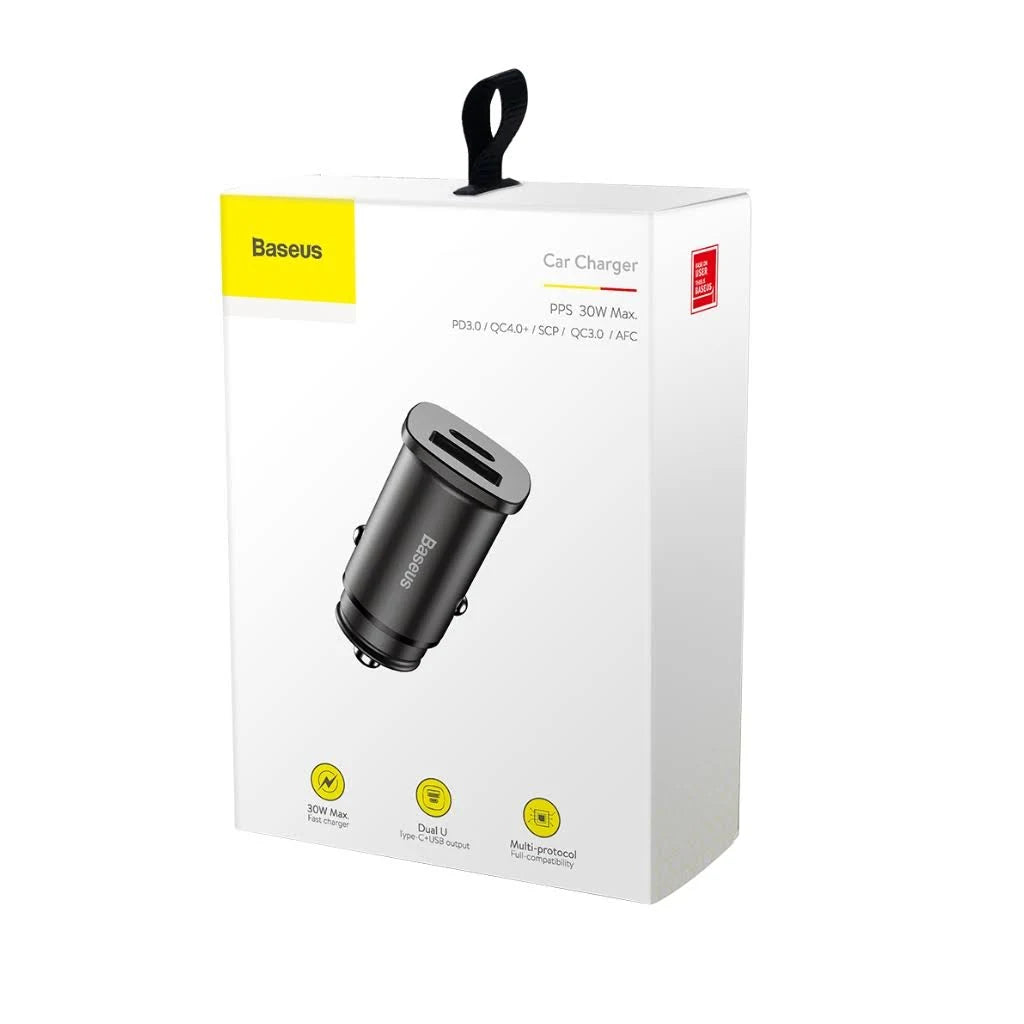 Baseus Circular Plastic A+C 30W PPS Car Charger(PD3.0/QC4.0+/SCP/AFC)Black Baseus Circular Plastic A+C 30W PPS Car Charger(PD3.0/QC4.0+/SCP/AFC)Black